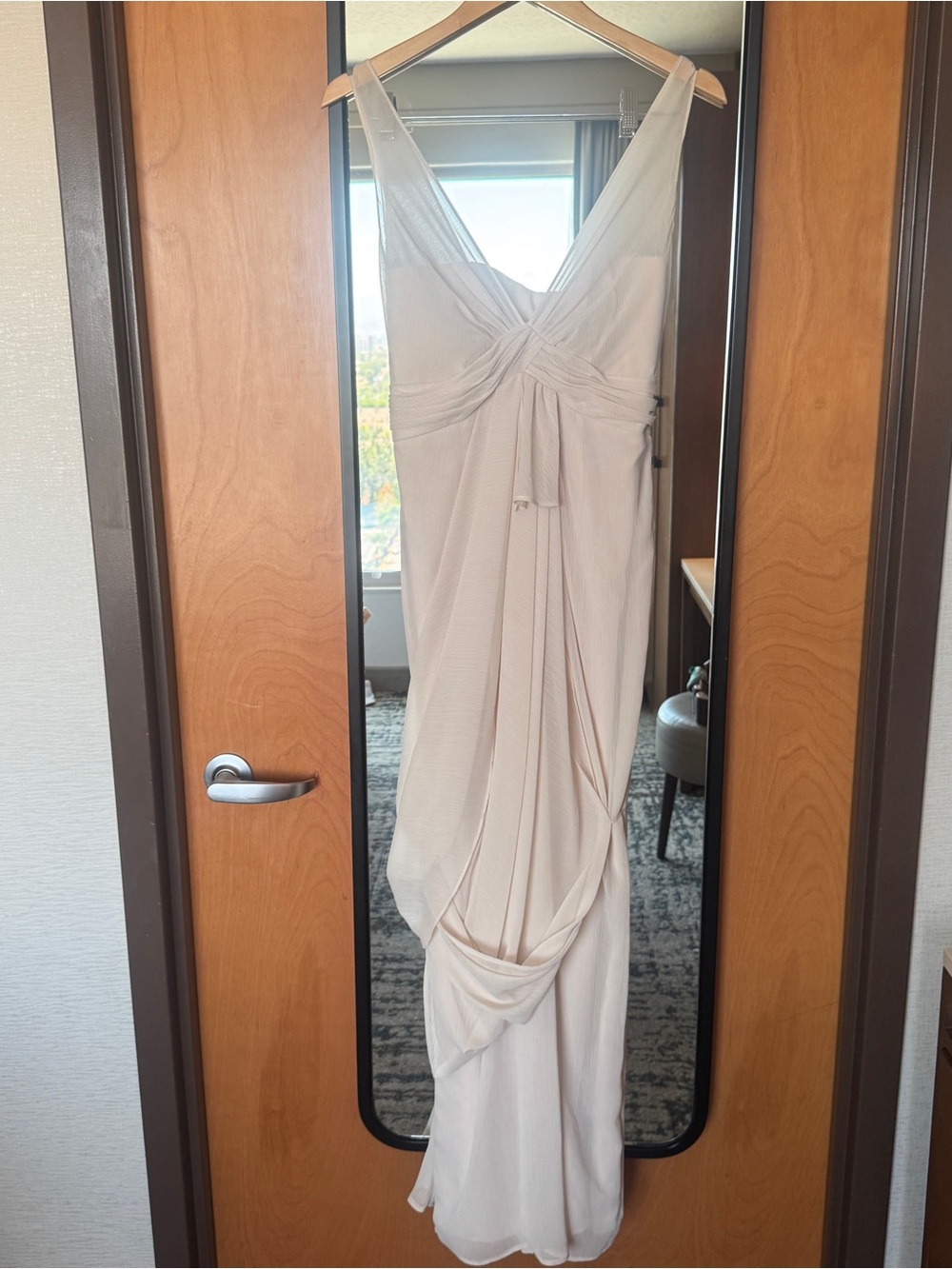 White by Vera Wang Strapless Light Beige Draped Evening Gown 4